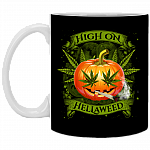 Hellaweed Cannabis Pumpkin Ceramic Coffee Mug - Travel Mug - Color Changing Mug, Black, 11 oz. White Mug