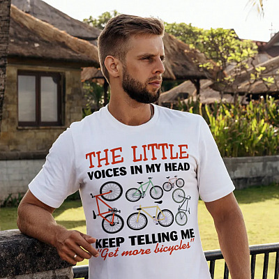 Alternative view of The Little Voice In My Head Keep Telling Me Get More Bicycle T-Shirt - V-Neck - Funny Cycling Team Shirt