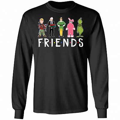 Christmas Movie Characters Friends Hoodie - Clark Griswold Ralphie Elf Kevin Sweatshirt - Long Sleeve Shirt, Black, Long Sleeve