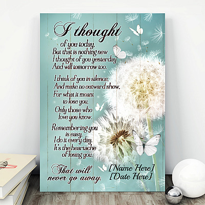 Alternative view of Personalized Butterfly I Thought of You Today but That Is Nothing Memorial Gift Framed Canvas - Unframed Poster