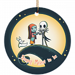 Simply Meant To Be Couple Decorative Christmas Ornament - Holiday Flat Circle Ornament, White, Circle Ornament