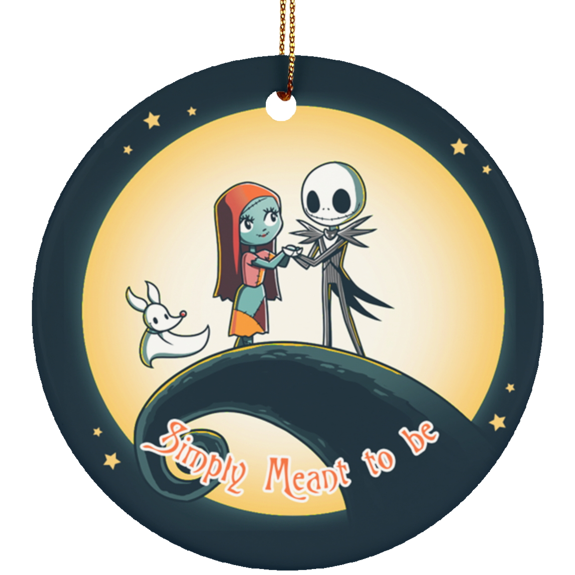 Simply Meant To Be Couple Decorative Christmas Ornament - Holiday Flat Circle Ornament, White, Circle Ornament