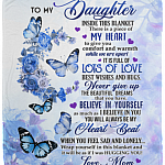 From To My Daughter Inside This Butterfly Saying Blanket - Daughter I Love You To The Moon And Back Blanket, White, Cozy Plush Fleece Blanket - 50x60 From To My Daughter Inside This Butterfly Saying Blanket - Daughter I Love You To The Moon And Back Blanket, White, Cozy Plush Fleece Blanket - 50x60