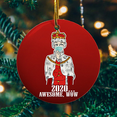 Alternative view of Hamilton King George 2020 Awesome Wow Funny Decorative Christmas Ornament - Holiday Flat Circle Ornament