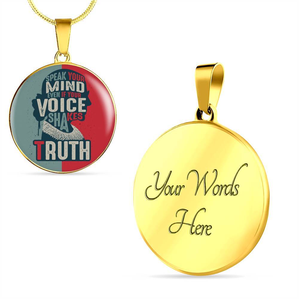 Ruth Truth Bader Necklace - Ruth Fight For The Things You Care About Ginsburd RGB Circle Pendant Necklace - Circle Luxury Necklace (Gold Plated)