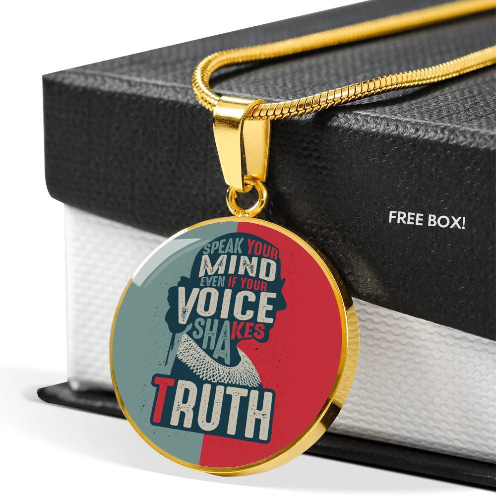Ruth Truth Bader Necklace - Ruth Fight For The Things You Care About Ginsburd RGB Circle Pendant Necklace - Circle Luxury Necklace (Gold Plated)