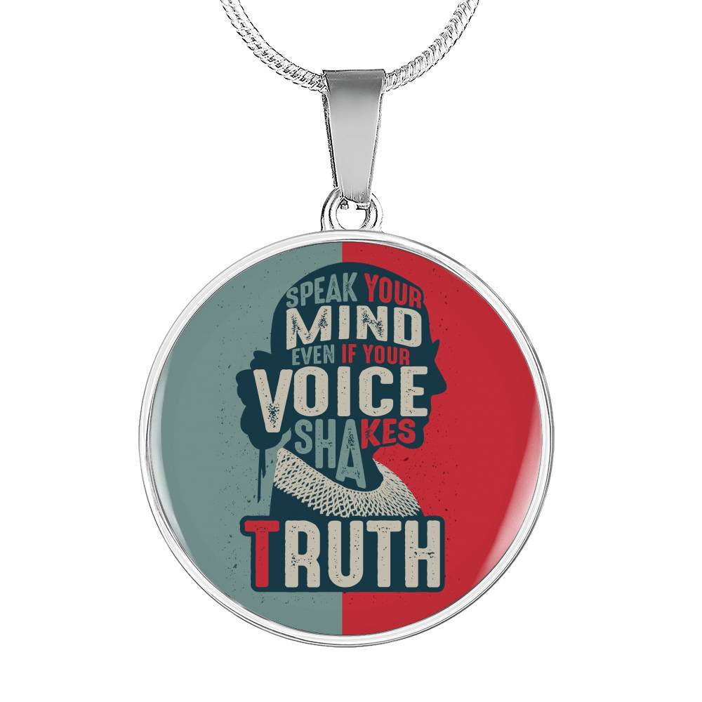 Ruth Truth Bader Necklace - Ruth Fight For The Things You Care About Ginsburd RGB Circle Pendant Necklace - Circle Luxury Necklace (Silver)