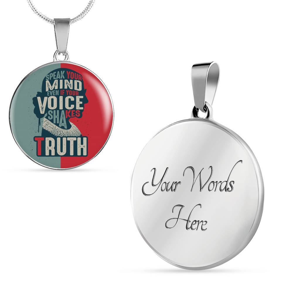Ruth Truth Bader Necklace - Ruth Fight For The Things You Care About Ginsburd RGB Circle Pendant Necklace - Circle Luxury Necklace (Silver)