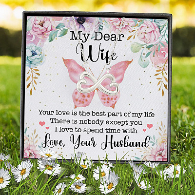 Alternative view of My Dear Wife Your Love Is The Best Part Of My Life Infinity Heart Pendant Necklace