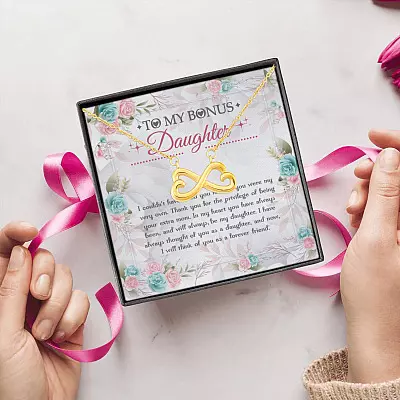 My Bonus Daughter In My Heart You Have Always Been and Will Always Be My Daughter Infinity Heart Pendant Necklace