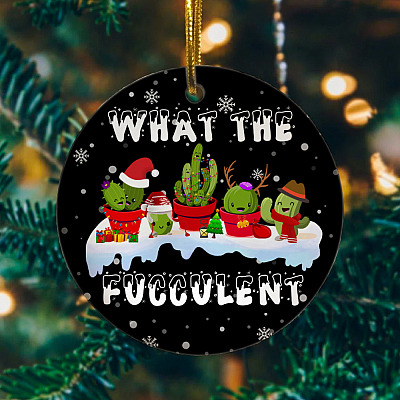 Alternative view of What The Fucculent Cactus Circle Ornament - Funny Sarcasm Fucculent Succulent Meme Circle Ornament Decoration