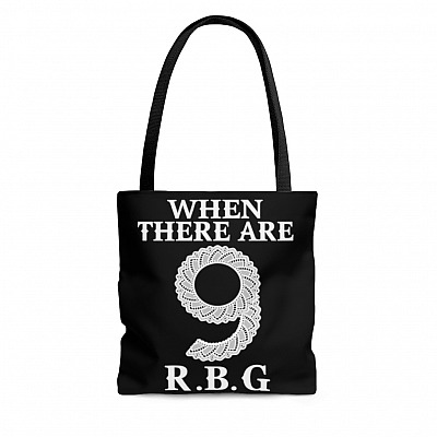 RBG When There Are Nine Lace Collar Over Print Tote Bag – Shoulder Bag – Reusable Grocery Shopping Bag