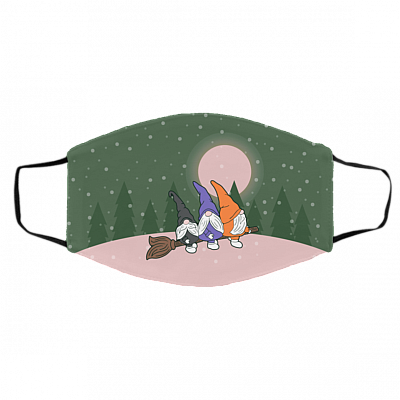 Cute Halloween Gnomes Funny Witches Washable Reusable Custom Printed Cloth Face Mask Cover, White, Cloth Face Cover – Medium/Large