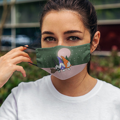 Alternative view of Cute Halloween Gnomes Funny Witches Washable Reusable Custom Printed Cloth Face Mask Cover