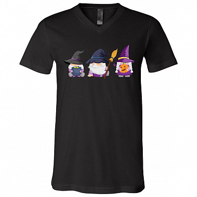 Halloween Gnomes Funny Cute Witches T-Shirt - V-Neck, Black, V-Neck T-Shirt