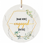 Personalized Couple Engaged Christmas Ornament Keepsake - Circle Ornament, White, Circle Ornament