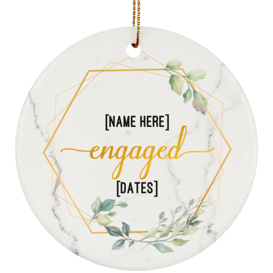 Personalized Couple Engaged Christmas Ornament Keepsake - Circle Ornament, White, Circle Ornament