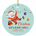 Personalized Santa Wearing Mask Christmas Circle Ornament - Holiday Decoration Gift, White, Circle Ornament