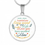 I Carried You Every Second of Your Life I Will Love You Second Of Mine Circle Pendant Necklace - Circle Luxury Necklace (Silver)