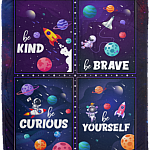 Be Kind Be Brave Be Curious Be Yourself Fleece Blanket - Mink Sherpa Blanket - Woven Blanket, White, Cozy Plush Fleece Blanket - 50x60