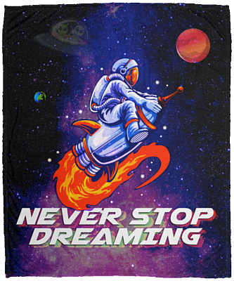 Never Stop Dreaming Fleece Blanket - Mink Sherpa Blanket - Woven Blanket - Space Star Blanket, White, Cozy Plush Fleece Blanket - 50x60