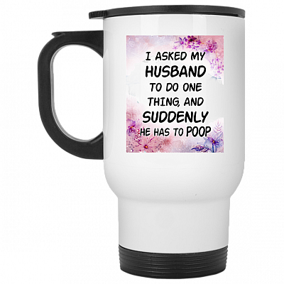 14 oz. White Travel Mug