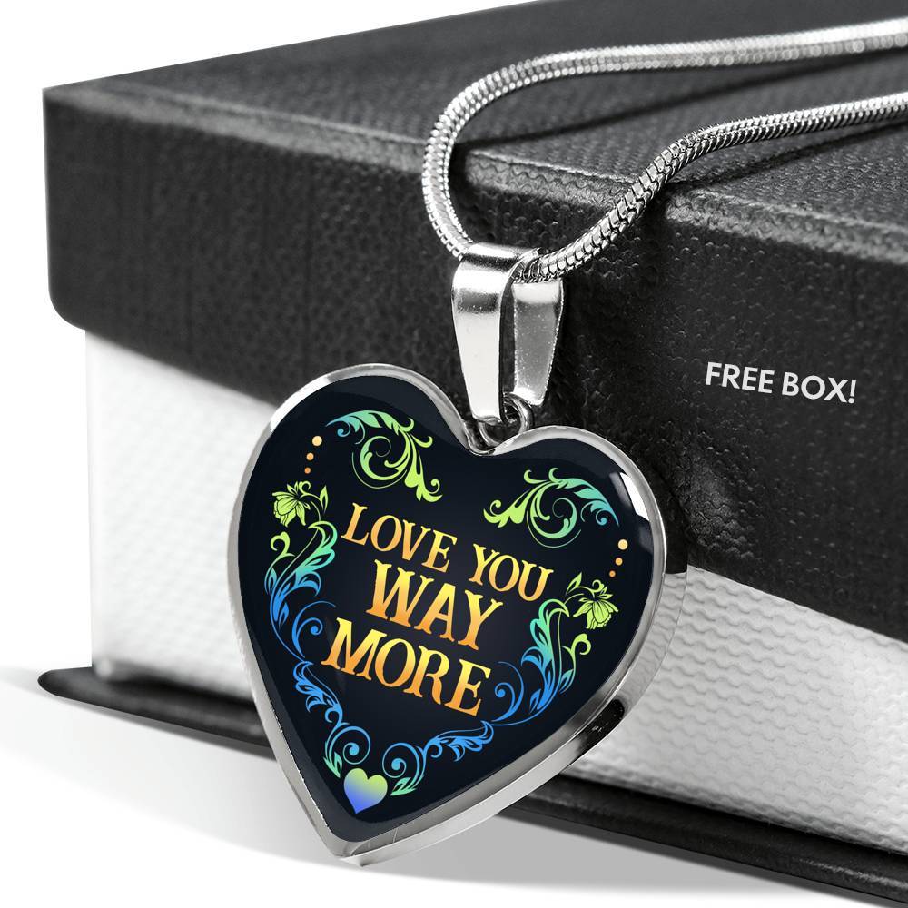 Love You Way More Heart Pendant Necklace - Heart Luxury Necklace (Silver)