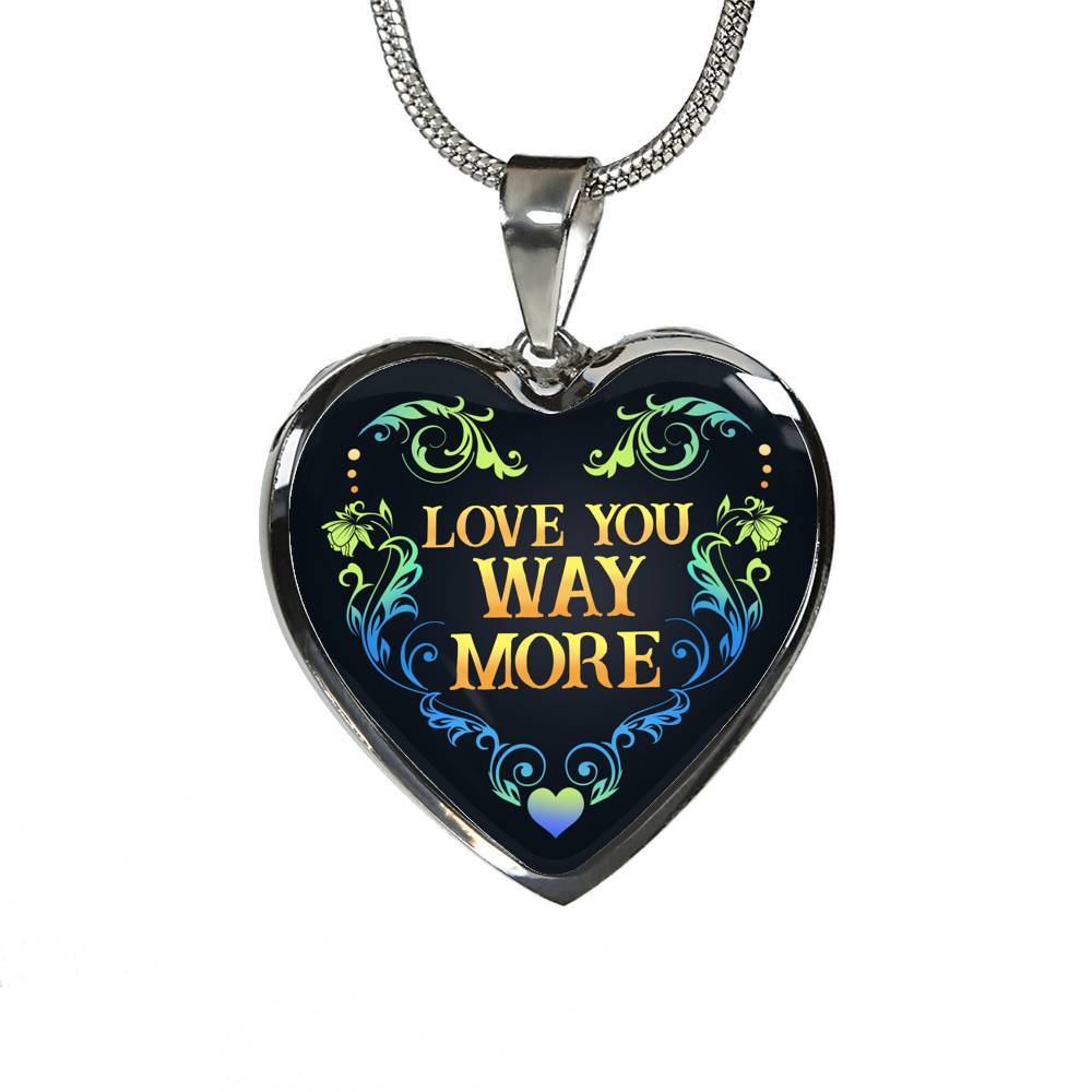 Love You Way More Heart Pendant Necklace - Heart Luxury Necklace (Silver)