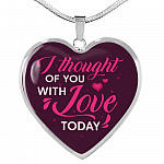 I Thought Of You With Love Today Heart Pendant Necklace - Heart Luxury Necklace (Silver)