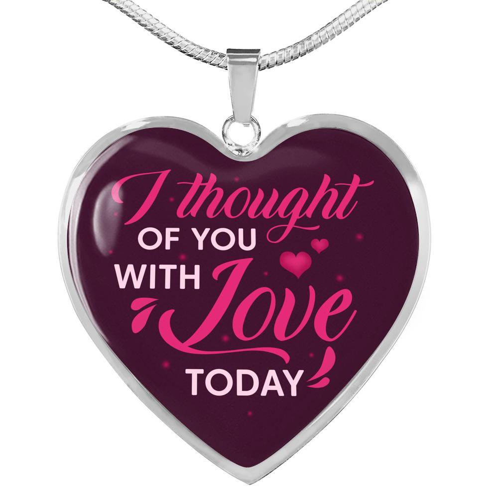 I Thought Of You With Love Today Heart Pendant Necklace - Heart Luxury Necklace (Silver)