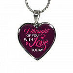 I Thought Of You With Love Today Heart Pendant Necklace - Heart Luxury Necklace (Silver)