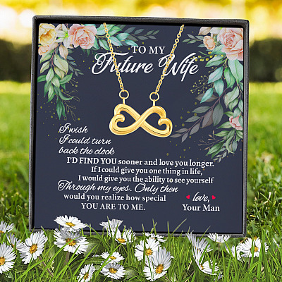 Alternative view of To My Future Wife I Wish I Could Turn Back The Clock Infinity Heart Pendant Necklace
