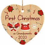 First Christmas As Grandparents 2020 Heart Christmas Ornament Tree Keepsake - First Grandparents Gifts, White, Heart Ornament
