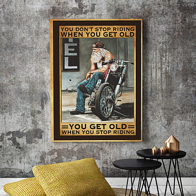 Alternative view of Motorcycle You Get Old When You Stop Riding Gallery Wrapped Framed Canvas Prints - Unframed Poster Home Decor