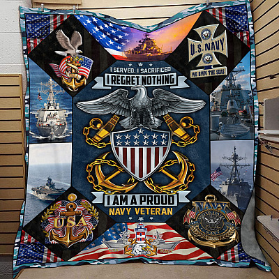 Alternative view of I Served I Sacrificed I Regret Nothing I Am A Proud Navy Veteran Fleece - Premium Mink Sherpa - Woven Blanket