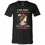 I Lose Myself In Books Because Reality Is A Mess T-shirt - V-neck - Just A Girl Who Loves Books Shirt, Black, V-Neck T-Shirt