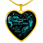 Husband To My Dear Wife Saying Gift Necklace - I Asked God For An Angel Wife Heart Pendant Necklace - Heart Luxury Necklace (Gold Plated)