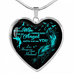 Husband To My Dear Wife Saying Gift Necklace - I Asked God For An Angel Wife Heart Pendant Necklace - Heart Luxury Necklace (Silver)