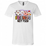 Friends Not Food Pro Vegan T-Shirt - V-Neck Tee, White, V-Neck T-Shirt