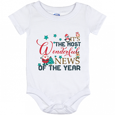 Christmas It's The Most Wonderful New Of The Year Baby Onesie - Baby Infant Bodysuit Gifts, White, Baby Onesie - 12 Month