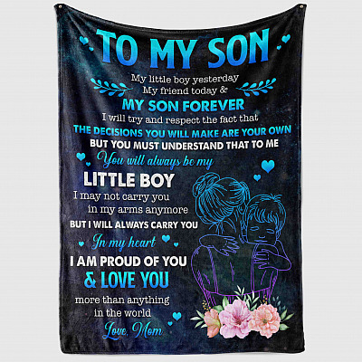 Alternative view of From Mom To My Son My Little Boy Yesterday My Friend Today Fleece Blanket - Premium Mink Sherpa Blanket