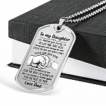From Dad To My Daughter I Pray You Will Always Be Safe Dog Tag Pendant Necklace - Inspirational Gifts - Dog Tag (Silver)