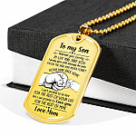 From Mom To My Son I Pray You Will Always Be Safe Dog Tag Pendant Necklace - Inspirational Gifts - Dog Tag (Gold Plated)