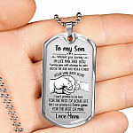 From Mom To My Son I Pray You Will Always Be Safe Dog Tag Pendant Necklace - Inspirational Gifts - Dog Tag (Silver)