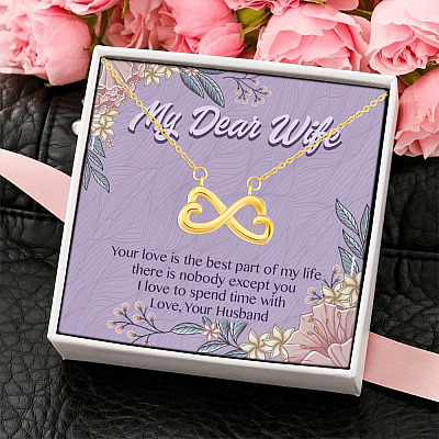Women My Dear Wife Your Love Is the Best Part of My Life Infinity Heart Pendant Necklace Gifts for Wife
