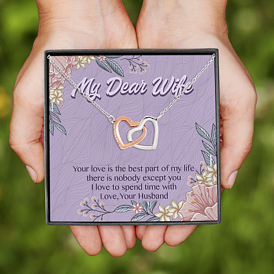 Alternative view of Women My Dear Wife Your Love Is the Best Part of My Life Interlocking Hearts Pendant Necklace Gifts for Wife