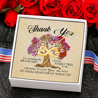 Thank You For Extending the Branches of Your Family Tree to Me Infinity Heart Pendant Necklace