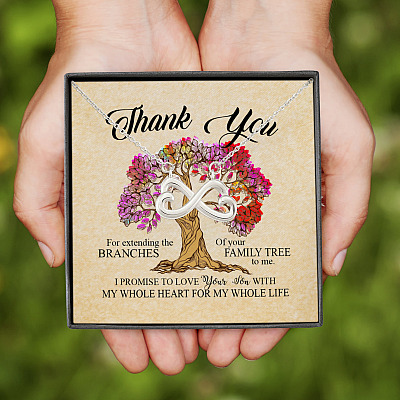 Alternative view of Thank You For Extending the Branches of Your Family Tree to Me Infinity Heart Pendant Necklace
