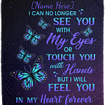 Personalized I Can No Longer See You With My Eyes Touch You With Hands Fleece Blanket - Mink Blanket, White, Cozy Plush Fleece Blanket - 50x60