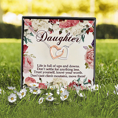 Move Mountains Daughter Gifts Interlocking Heart Pendant Necklace